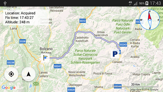 Route to parking 