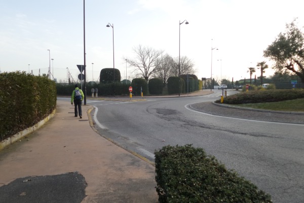 Roundabout, slightly left
