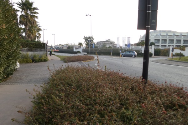 Roundabout, slightly left
