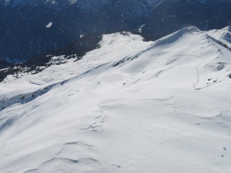 Linea di salita dalla cima